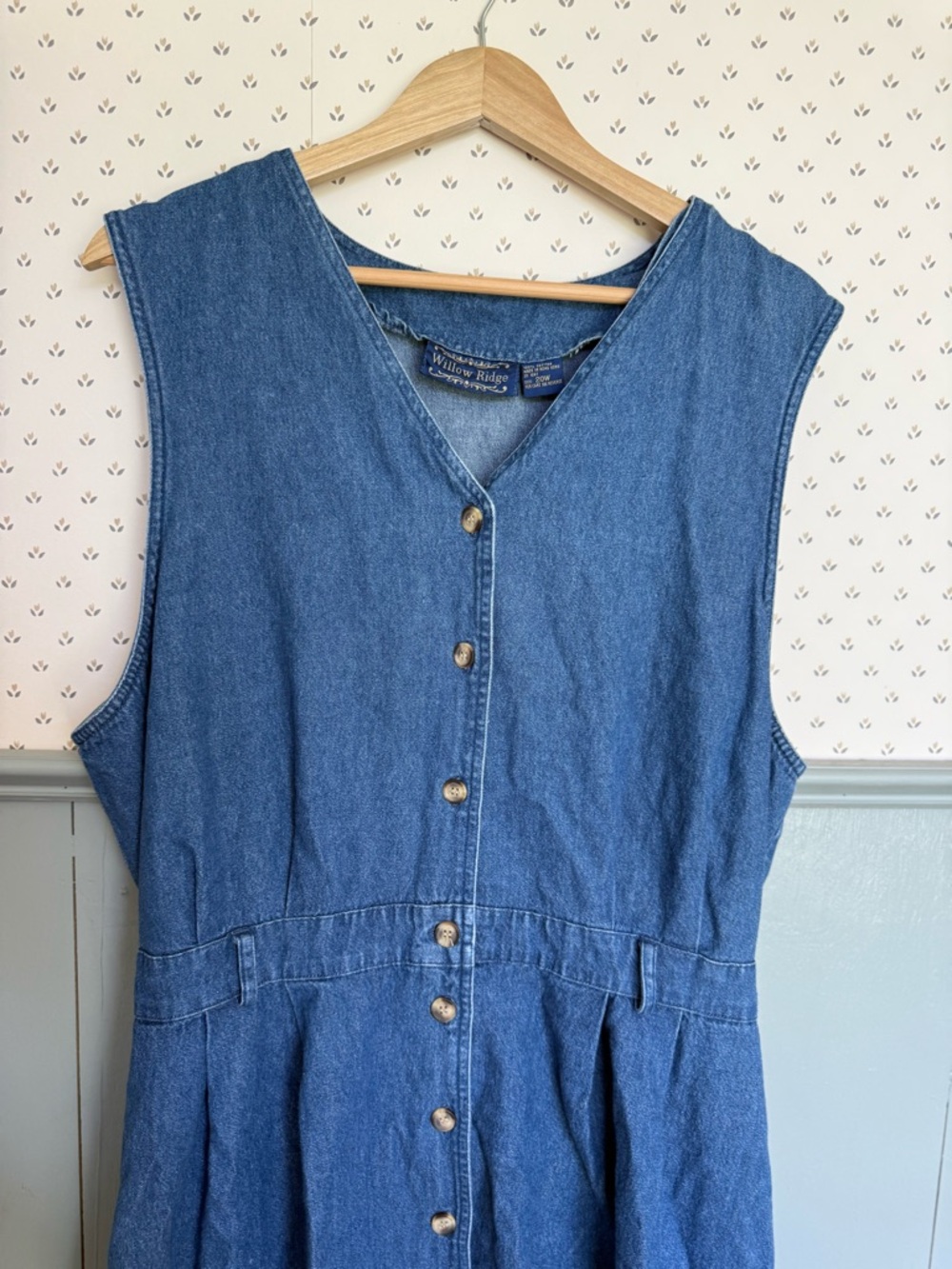 Vintage Jumper Dress Classic Denim Button-Front Dress - Picture 2 of 7